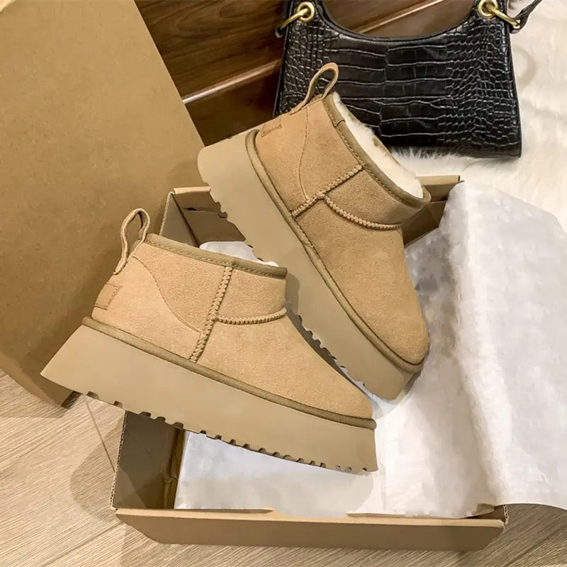 Brown mini classic platform boots