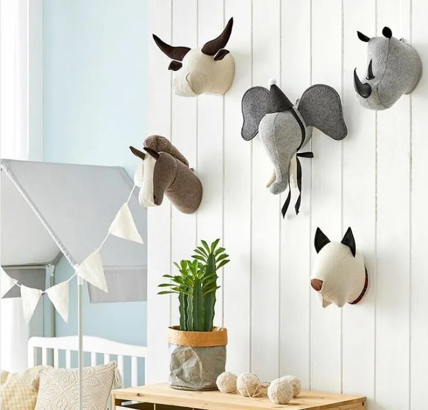 Pluche Dierenkop | Muurdecoratie