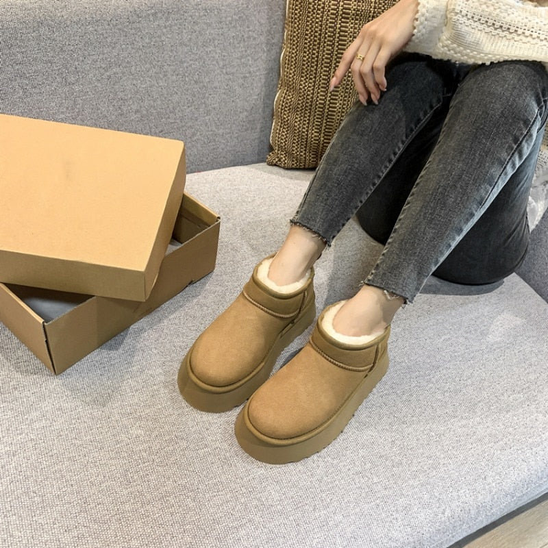 Brown mini classic platform boots