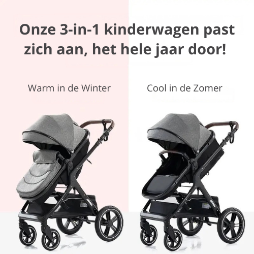 3 in 1 Kinderwagen | Stijlvol, Veilig en Veelzijdig